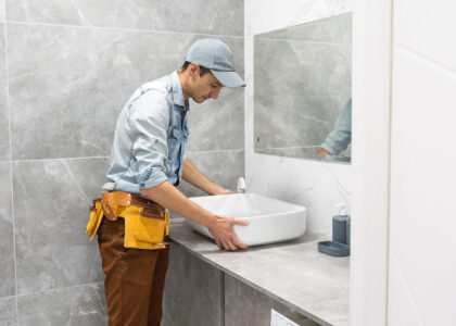 Banyo lavabo montajı yapan usta